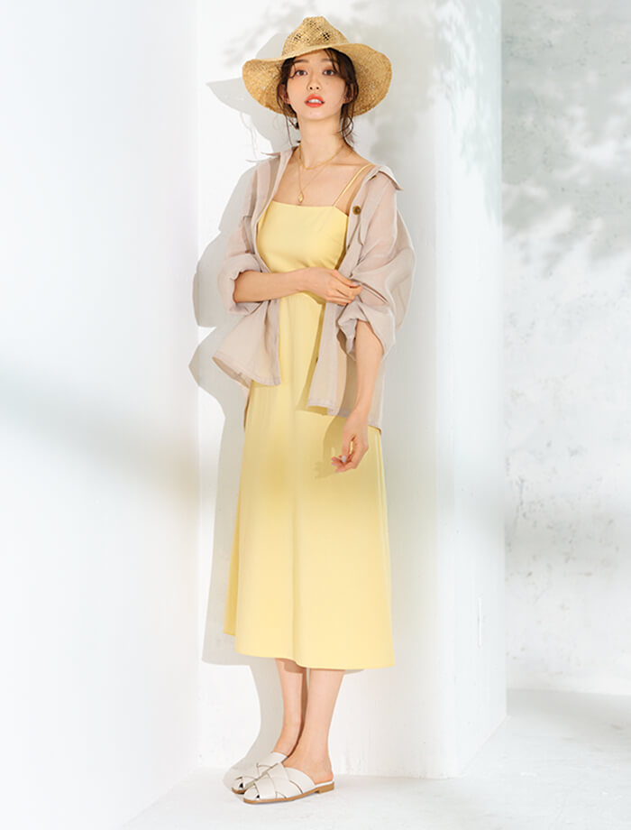 バックレースアップキャミワンピース