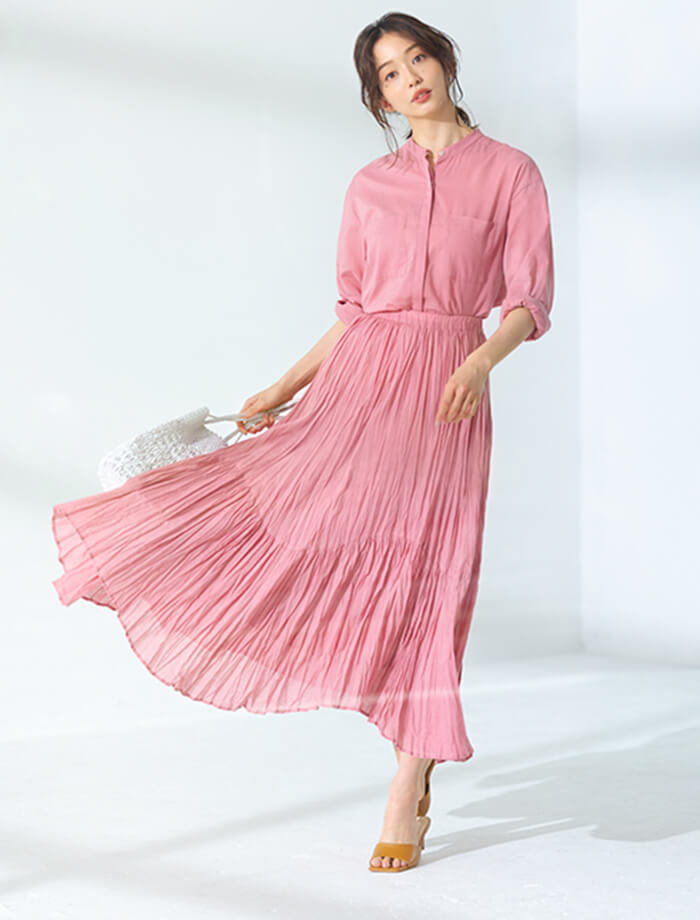 ワッシャープリーツカラースカート