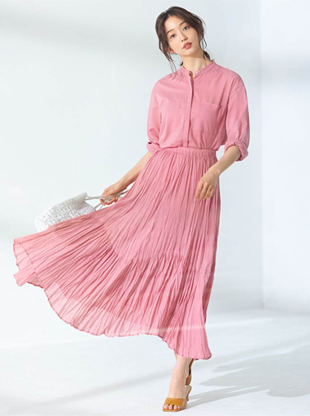 ワッシャープリーツカラースカート